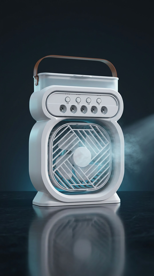 Mini Raffrescatore Portatile 3 in 1 — Ventilatore, Umidificatore e Luce LED | Nordiv