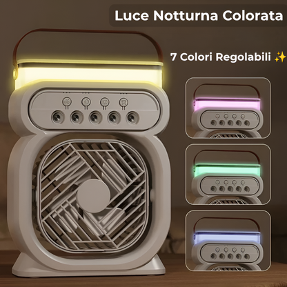 Mini Condizionatore Portatile 3 in 1 — Ventilatore, Umidificatore e Luce LED | Nordiv